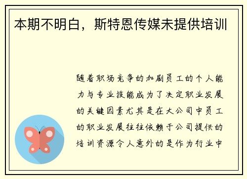 本期不明白，斯特恩传媒未提供培训